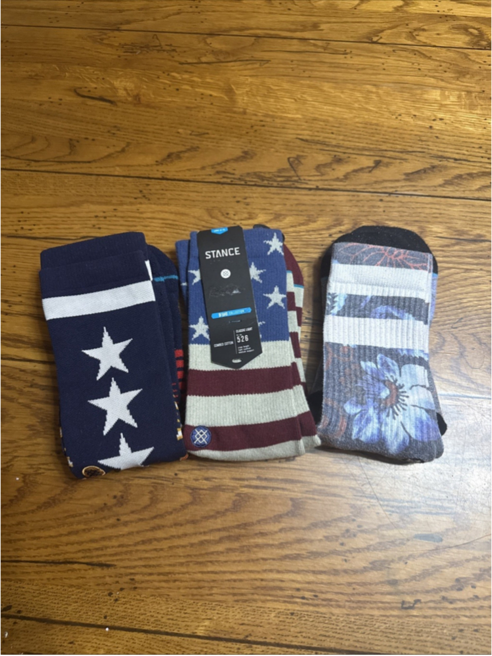 Stance Dwyane Crew Height Stars Stripes Socks L (6-12) New, 2 Otter Pairs
